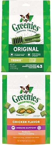 Набор от лакомство за кучета GREENIES Original Teenie Грижи, 12 унции. Опаковка (43 екстри) + Екстри за кучета Greenies