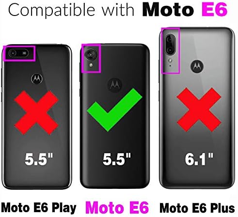 Съвместим с калъф-портфейл Moto E6 и защитно фолио за екран от закалено Стъкло, Панти капак, Собственик на Кредитната карта, Стойка, Чехлами за мобилни телефони Motorola Moto
