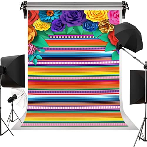 Мексиканска Фиеста на Парти В Ивицата Синко Де Майо Хартиени Цветя Фоново Украса Фотобудка Подпори, Аксесоари Голям Банер 6x8 фута