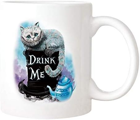 Cheshire cat Котка Алиса в Страната на Чудесата Чаша 11 грама Керамични Кафеена Чаша, Чаша Новост