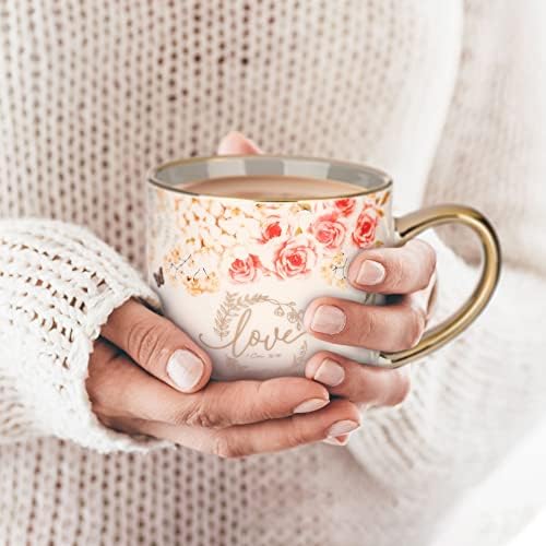 Християнски Художествени подаръци, Вдъхновяваща Керамична чаша за кафе и чай със злато за жени: Нека всичко, което правите,