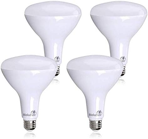 Bioluz LED 4 Опаковки Най-ярки светодиодни лампи BR40 90 CRI Миг включване на Топло бял цвят 2700 До 16 W = 120 W Замяна Лампа 1400 Лумена На закрито/На открито Гладка Лампа с регулируе