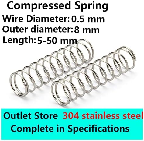 Система за компресия Подходящи за повечето ремонтни работи I 304 Пружина компресия от неръждаема стомана Возвратная пружина ротор Пружина компресия Диаметър 0,5 мм, ?