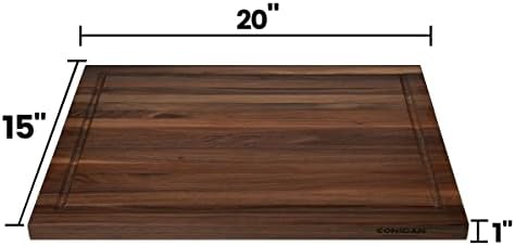 Дъска за рязане за рязане на месо от черен орех CONSDAN с Невидими Вътрешни дръжки, отглеждани в САЩ от твърдо дърво, с дебелина от 1 инч, 20 L x 15 W