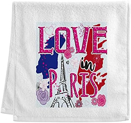 ALAZA Кърпи за ръце, Гъба Love in Paris Айфеловата Кула, Ултра Меки и Абсорбиращи Кърпи за отпечатъци и Кърпички За лице