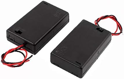 X-DREE 6 бр Калъф за батерии 3x1,5 AAA с капак от Черна пластмаса с Двоен кабел (6 пьезоэлементов 3x1,5 В caja de celda de batería AAA против tapa Кабел doble de plástico негър
