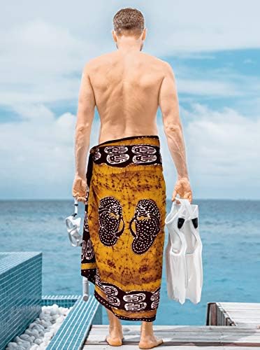 Мъжки Обичайната Наметало, за да сърфирате LA LEELA Dashiki Sarong Long Swim Wrap