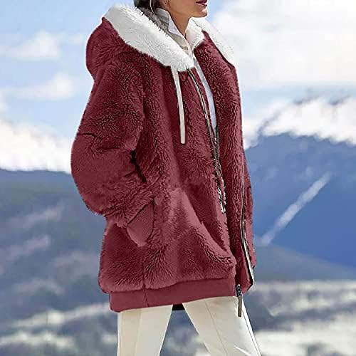 Палтото на Дядо Коледа FOVIGUO, Зимният Клубен Топ с дълъг ръкав за Жени, Класически Удобен Пуховик С качулка, Обикновен
