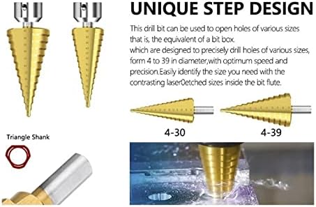 HTAWI 4-39 мм Шаговое Тренировка С Директен Пазом С Покритие Шаговое Конусное Тренировка На Дърво, Метал, Комплект инструменти