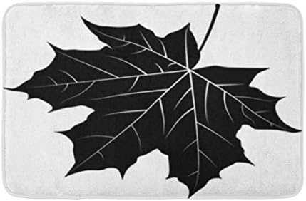 Topyee Декор за баня 16 X 24 килимче за баня със силует на Кленов лист, Есента е Бял, с черен Контур, Комплект от Дърво,