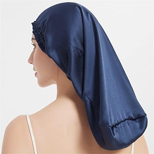 Капачка за защита и химически вълна SAWQF Home Sleep Silk с дълъг ръкав, Шапка за сън от коприна за коса (Цвят: черен