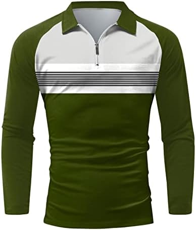 Мъжки Ризи Поло WOCACHI 2022 джоб с Дълъг Ръкав, Блузи за Голф в стил Мозайка с Цветен Блок, Ежедневни Дизайнерска Риза