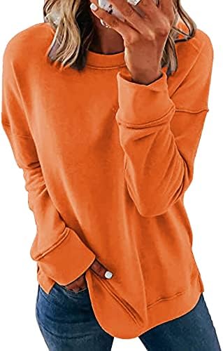 NEYOUQE Женски Пуловер с кръгло деколте, Hoody, Ежедневни Есенна Мода, Цветен Блок, Свободни Блузи С Дълъг ръкав, Блузи Обикновена