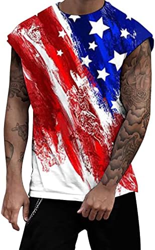 Тениски с Флага на САЩ за Мъже, Спортни Блузи с 3D Принтом, Меки Памучни Тениски с Кръгло Деколте, Летни Патриотични