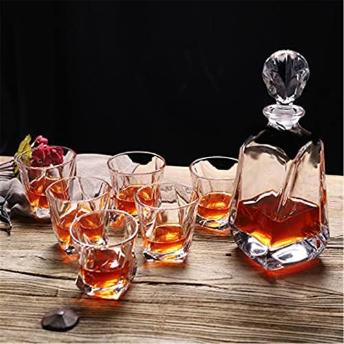 Комплект чаши за уиски и гарафа 700 мл Кристална Гарафа за уиски с 6 чаши за уиски от 200 мл (Цвят: прозрачен Размер: комплект от 7 теми)