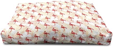 Дървена Къщичка за куче Ambesonne Flamingo, Екзотични Птици на Палмови Листа, Честване на Романтични Клони Символ на