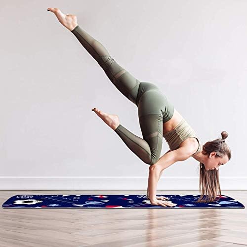 Дебел нескользящий постелката за йога и Фитнес Unicey 1/4 с футболния Модел за практикуване на Йога, Пилатес и фитнес на пода (61x183 см)