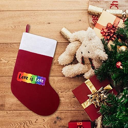 ЛГБТ Гей Гордост Любов Коледни Чорапи, Чорапи с Плюшено Камина, Окачени за Коледната Елха Начало Декор