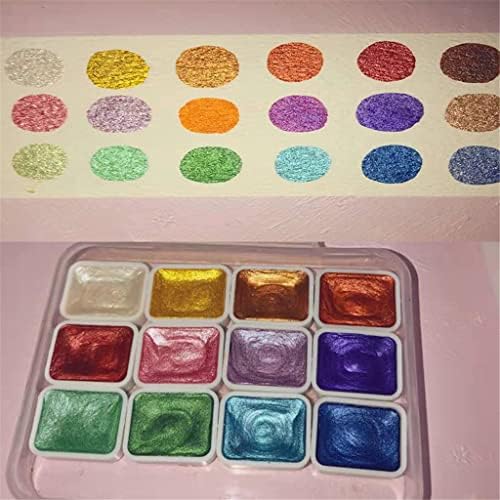 XBWEI 12-18 Цветове, набор от едноцветни акварельных бои, Канава перлен пигмент, костюм с метален блясък, Преносими Стоки, за ръкоделието (Цвят: прозрачен Размер: 12 цвята)
