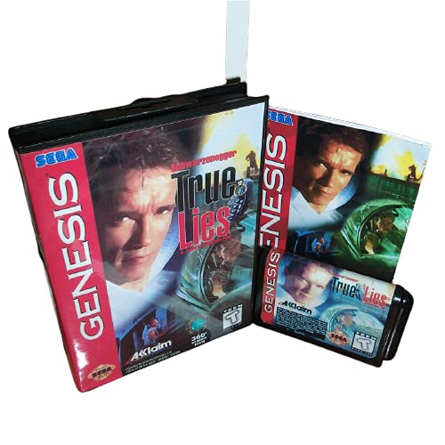 Корица Aditi True Lies US с кутия и ръководството За игралната конзола Sega Megadrive Genesis 16 bit MD Card (Японски