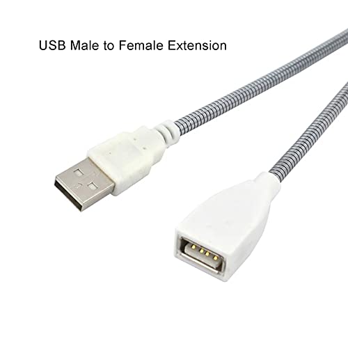Гъвкав Метален USB удължителен кабел, USB удължителен кабел от мъжа към Жената, захранващ Кабел, с Тръба за USB-лампа, Аксесоари за лампи 29 см/11,41 инча (2)