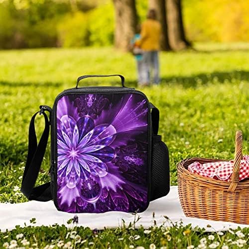 Чанта за Обяд Purple Fantasy Художествени Flower Преносима Чанта За хранене Запазва Храната Топла Студена