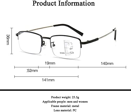 Постепенно Многофокусные Очила за четене с преход, Фотохромичните Слънчеви Очила за четене UV400, Слънчеви Очила за Мъже и Жени (Цвят: черен размер: + 300)