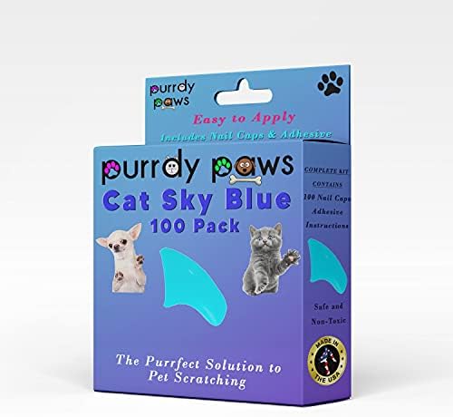Purrdy Paws 100 Опаковки Меки Капачки за Котешки Нокът Синьо небе Малък