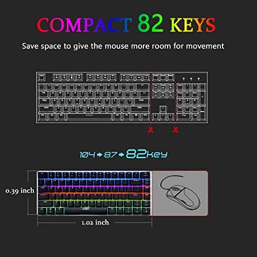 Ръчна Детска Клавиатура LexonElec AK33 RGB, 82 клавишите, Мини-Компактна Компютърна Клавиатура, 20 ключове черен цвят