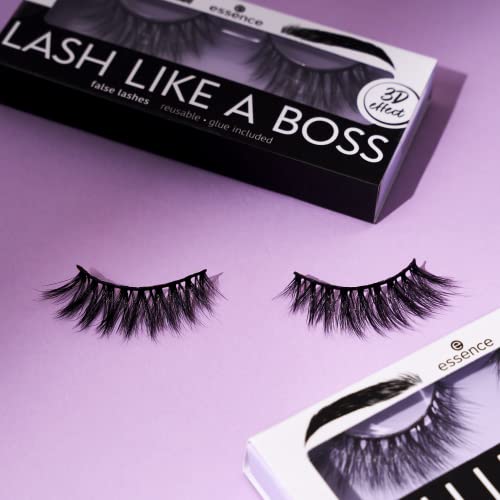 essence | Фалшиви мигли Lash Like A Boss | за Многократна употреба 3D мигли с устойчиво лепило за мигли | Веганские и