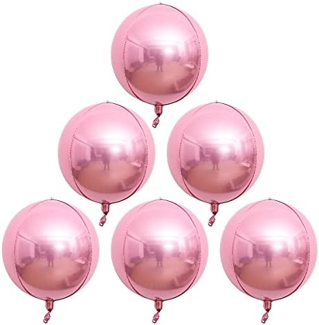 Luvier 6 Броя 22-инчови Розови Кръгли Сферични Балони От Алуминиево Фолио 4D Многократна употреба Вечерни Балони за вашата