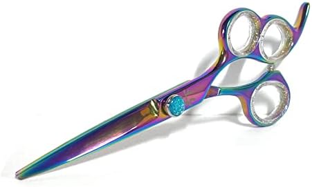 Ножици Fanatic Pro серията Rainbow Titanium с 3 дупки, професионални ножици за коса, двойни дупки за пръсти осигуряват правилното позициониране и изравняване на пръстите (7.0 инч?