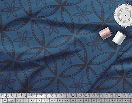 Памучен трикотажная плат Soimoi с художествен принтом в формата на цветя ширина 58 см
