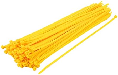 Нов Lon0167 5 mm x 300 mm Самоблокирующиеся найлонови кабелни връзки Тежки Промишлени Телена на основата на мълния Жълти