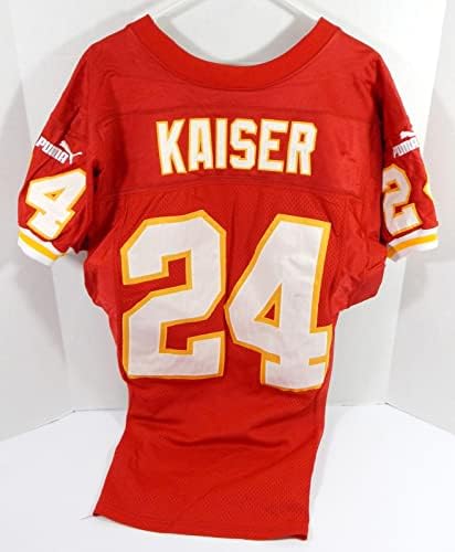1999 Канзас Сити Шефове Джейсън Кайзер #24, Използван в играта Червена риза 40 DP32142 - Използваните в играта тениски NFL без подпис