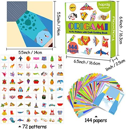 Комплект за оригами hapray 144 лист хартия за Оригами за деца 72 Фигура с Ръководството на Рукоделию