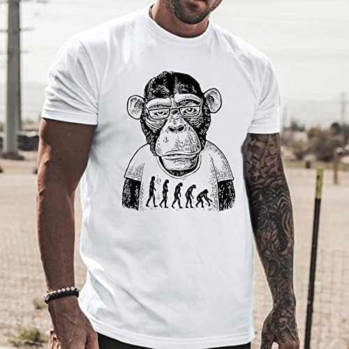 UBST / Летни мъжки тениски с къс ръкав и принтом улицата маймуни-Шимпанзета, Тениски с кръгло деколте, Ежедневни тениски обичайното намаляване на
