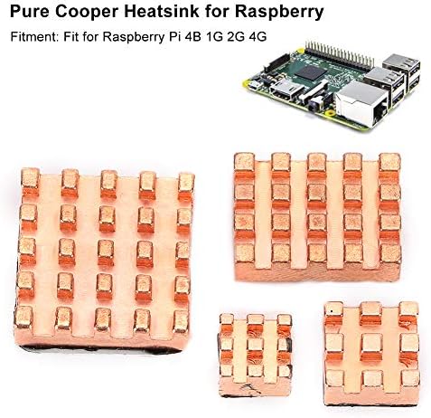 4 Бр. Охлаждащ Меден Радиатор за Raspberry Pi 4B 1G, 2G, 4G VGA RAM Охлаждащи Радиатори Cooler (Чист радиатор Coper)