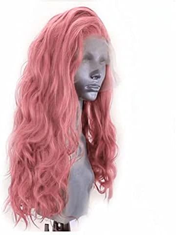 XZGDEN Розови Перуки на Дантели за Жените, Свободна Част, Обемна вълна, Дълга Перука, Предварително Откъснато Бесклеевой Перука от Естествена коса, Ежедневни облекла,