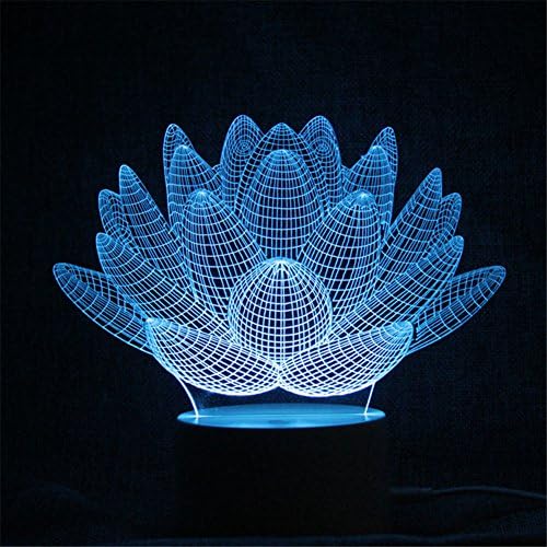 DeerBird® - Уникална Форма на Суккулентного растения Lotus 3D Оптична Илюзия 7 Цвята, Променящия Цвят, Сензорно Бяло Основа, Дистанционно Управление, USB, Настолна Лампа, нощ?