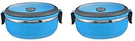 DOITOOL Обяд-Бокс 2 елемента От Неръждаема Стомана Термоизолированный Обяд-Бокс С Ключалка Контейнер Кутии За Съхранение на Храни (Тъмно синьо)