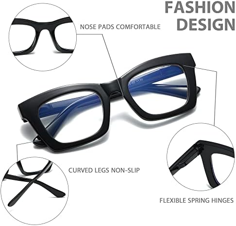 Очила за четене в стил Нанако Опра за жени, блокиране на синя светлина, компютърно устройство за четене, пружинни панти, елегантен квадратен, 4 опаковки
