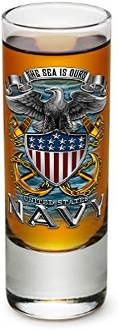 Erazor Bits на американския ФЛОТ USN на ВМС на САЩ, Военноморските сили на Съединените американски Щати Американски войници Пълен Подреждам Eagle Glass Shooter Чаша с логото (2 унц